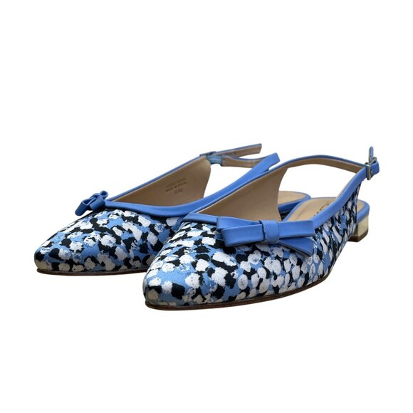 Talbots Women’s Vistá Blue Edison Binding Bow Slingback Flats Size 6M - Picture 1 of 9